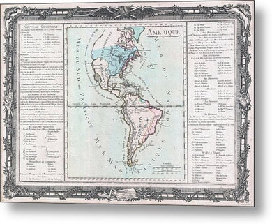 1760 Map Of The Americas - Metal Print