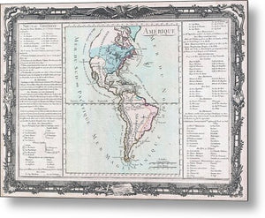 1760 Map Of The Americas - Metal Print