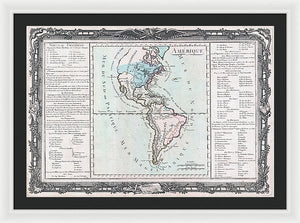 Old Map Of The Americas 1760 - Framed Print