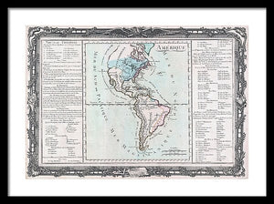 Old Map Of The Americas 1760 - Framed Print