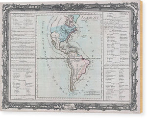 Old Map Of The Americas 1760 - Wood Print