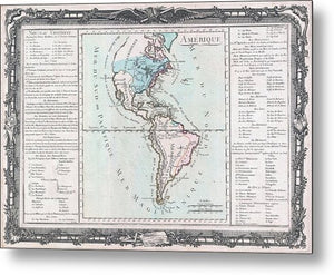 Old Map Of The Americas 1760 - Metal Print