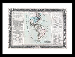 Old Map Of The Americas 1760 - Framed Print