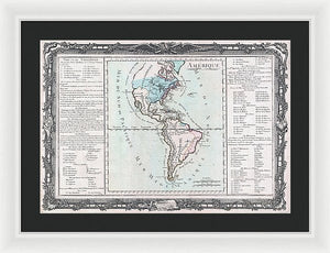 Old Map Of The Americas 1760 - Framed Print