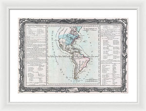 Old Map Of The Americas 1760 - Framed Print