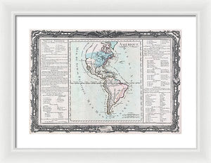 Old Map Of The Americas 1760 - Framed Print