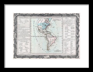 Old Map Of The Americas 1760 - Framed Print