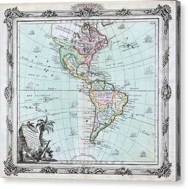 Old Map Of The Americas 1764 - Canvas Print