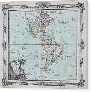 Old Map Of The Americas 1764 - Wood Print