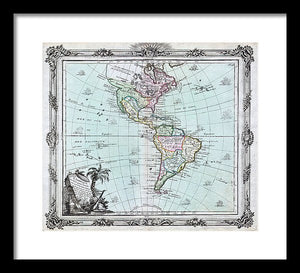 Old Map Of The Americas 1764 - Framed Print