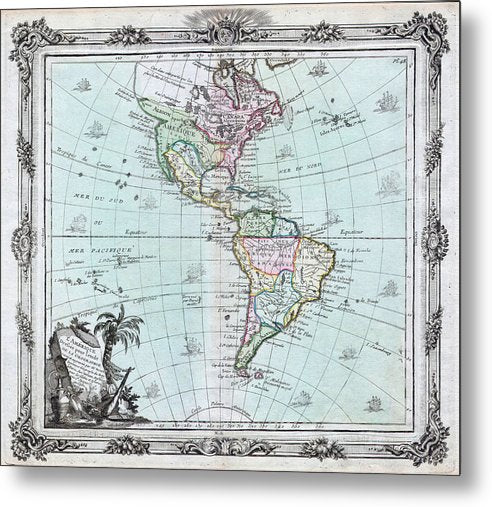 1764 Map Of The Americas - Metal Print