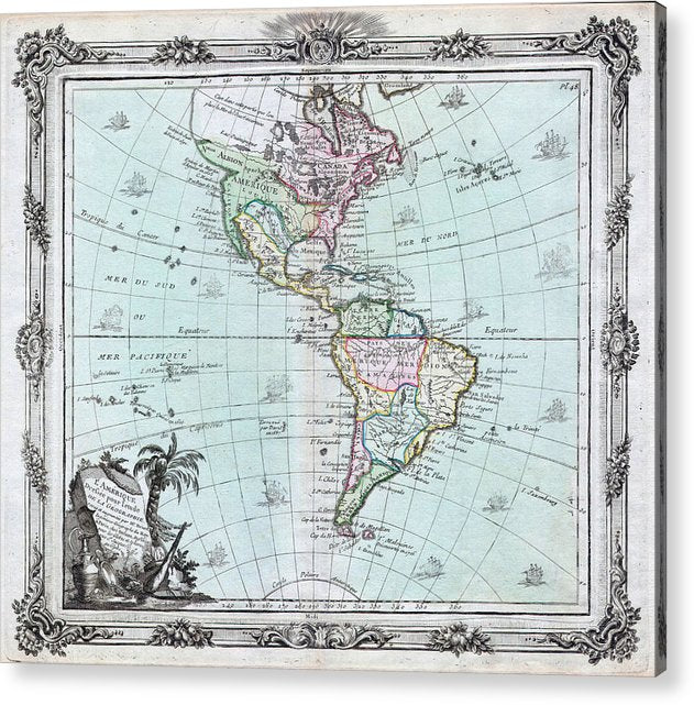 Old Map Of The Americas 1764 - Acrylic Print