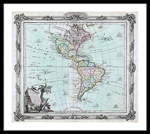 Old Map Of The Americas 1764 - Framed Print