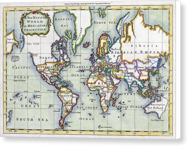 Old 1766 Map Of The World - Canvas Print – Dusty Maps Store