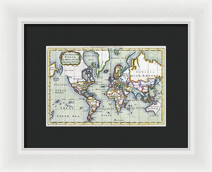 Old 1766 Map Of The World - Framed Print