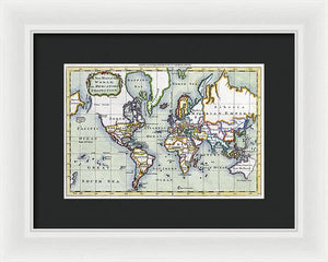 Old 1766 Map Of The World - Framed Print