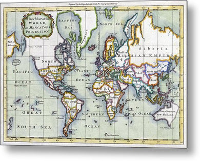 1766 Map Of The World - Metal Print