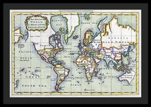 Load image into Gallery viewer, Old 1766 Map Of The World - Framed Print