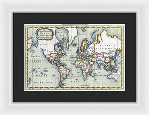 Old 1766 Map Of The World - Framed Print