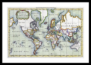 Old 1766 Map Of The World - Framed Print