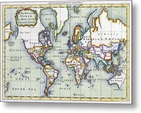 Old 1766 Map Of The World - Metal Print – Dusty Maps Store