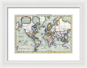 Old 1766 Map Of The World - Framed Print