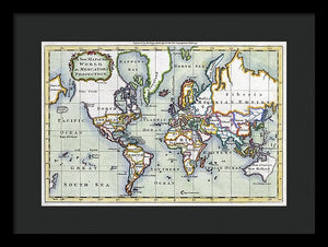 Old 1766 Map Of The World - Framed Print