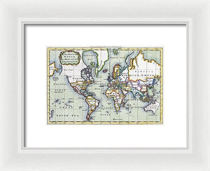 Old 1766 Map Of The World - Framed Print