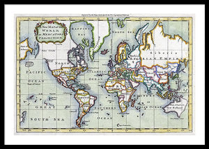 Old 1766 Map Of The World - Framed Print