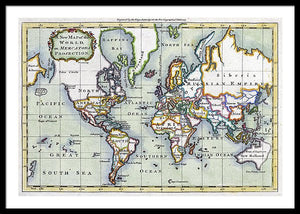 Old 1766 Map Of The World - Framed Print