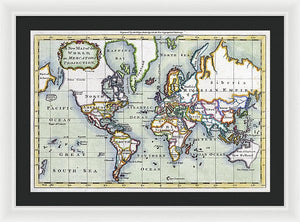 Old 1766 Map Of The World - Framed Print