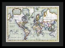 Load image into Gallery viewer, Old 1766 Map Of The World - Framed Print