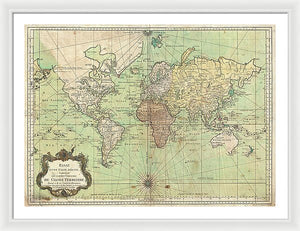 Old 1778 Nautical Map Of The World - Framed Print