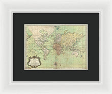 Load image into Gallery viewer, Old 1778 Nautical Map Of The World - Framed Print