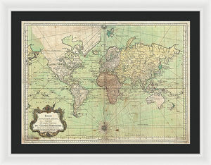 Old 1778 Nautical Map Of The World - Framed Print