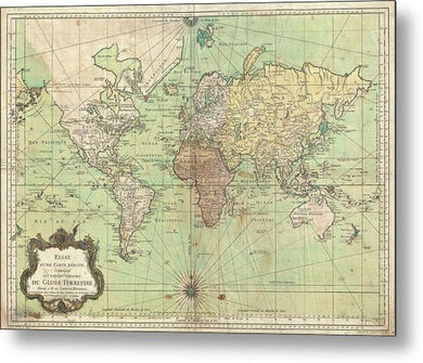 1778 Nautical Map Of The World - Metal Print