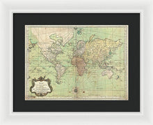 Load image into Gallery viewer, Old 1778 Nautical Map Of The World - Framed Print