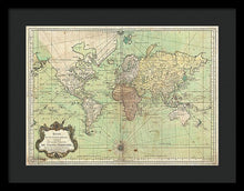 Load image into Gallery viewer, Old 1778 Nautical Map Of The World - Framed Print