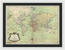 Load image into Gallery viewer, Old 1778 Nautical Map Of The World - Framed Print