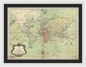 Old 1778 Nautical Map Of The World - Framed Print