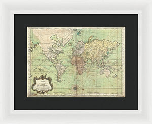 Old 1778 Nautical Map Of The World - Framed Print