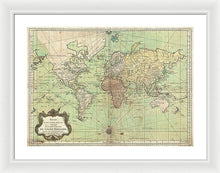 Load image into Gallery viewer, Old 1778 Nautical Map Of The World - Framed Print