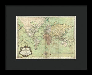 Old 1778 Nautical Map Of The World - Framed Print