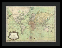 Load image into Gallery viewer, Old 1778 Nautical Map Of The World - Framed Print