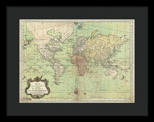 Load image into Gallery viewer, Old 1778 Nautical Map Of The World - Framed Print