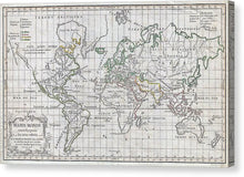 Load image into Gallery viewer, Old 1784 Map Of The World - Canvas Print