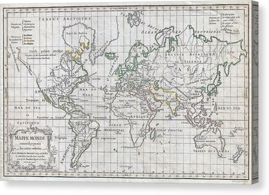 Old 1784 Map Of The World - Canvas Print