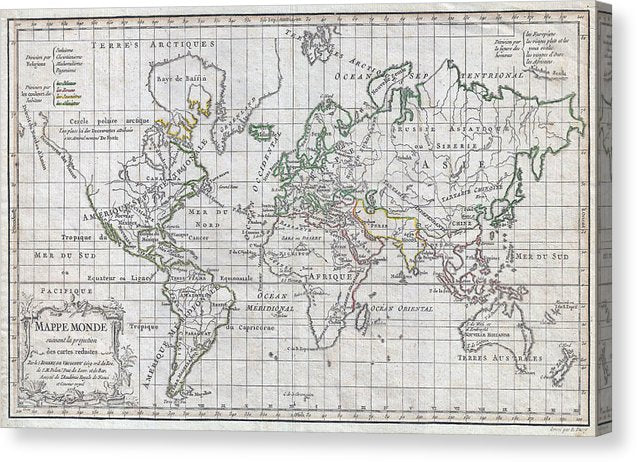 Old 1784 Map Of The World - Canvas Print