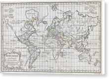 Load image into Gallery viewer, Old 1784 Map Of The World - Canvas Print