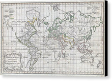 Load image into Gallery viewer, Old 1784 Map Of The World - Canvas Print